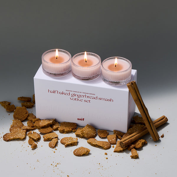 Half Baked Gingerbread Smash Votive Candle Set | Mini Holiday