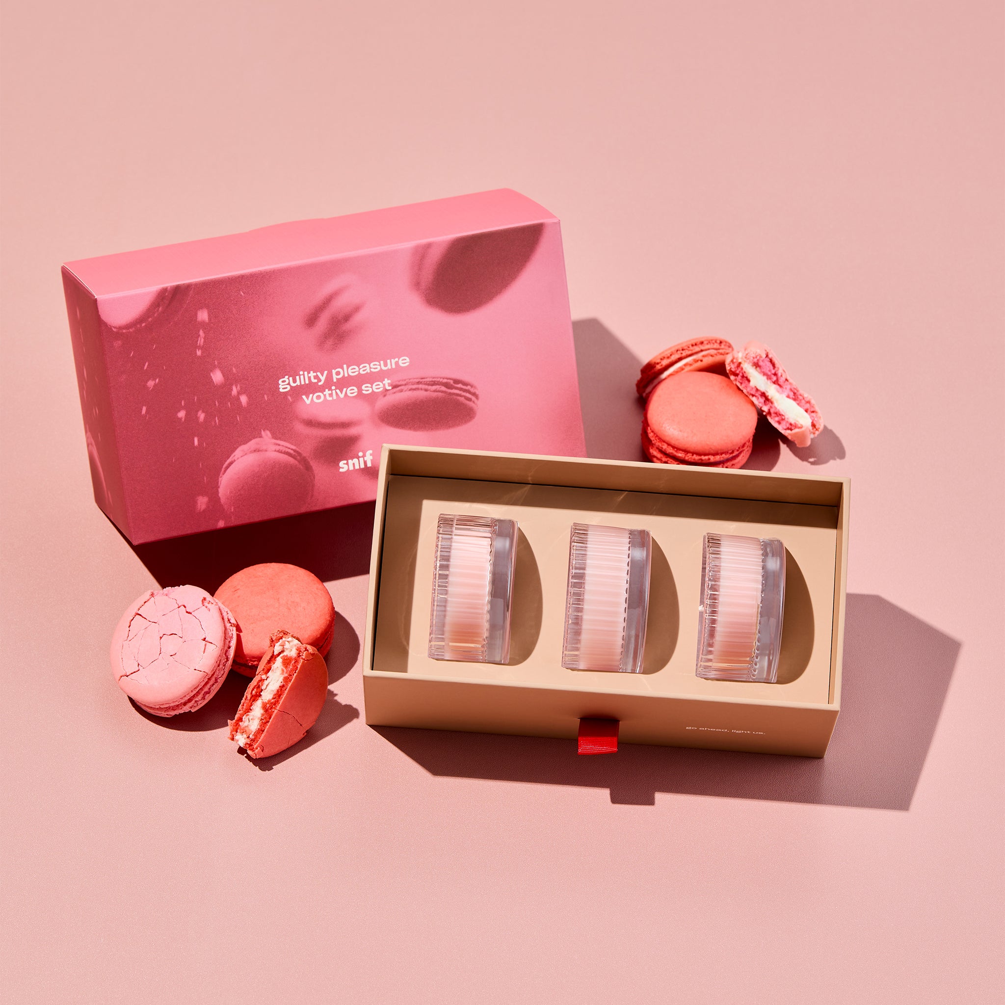 Snif | Raspberry Macaron Votive Set| Non-Toxic, Vegan Candles | Snif